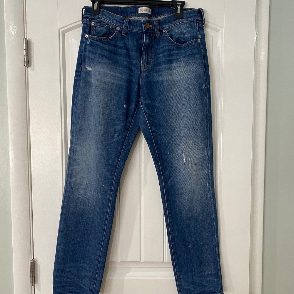 Madewell slim Boyjean paint splatter slight destroy look size 28